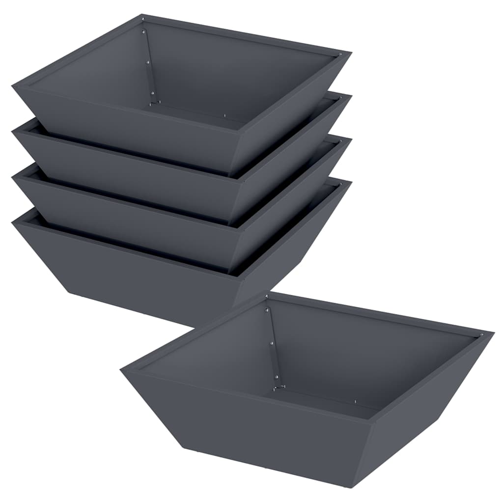 Garden Bowl Planter 5 pcs Anthracite 50 x 50 x 15 cm Steel