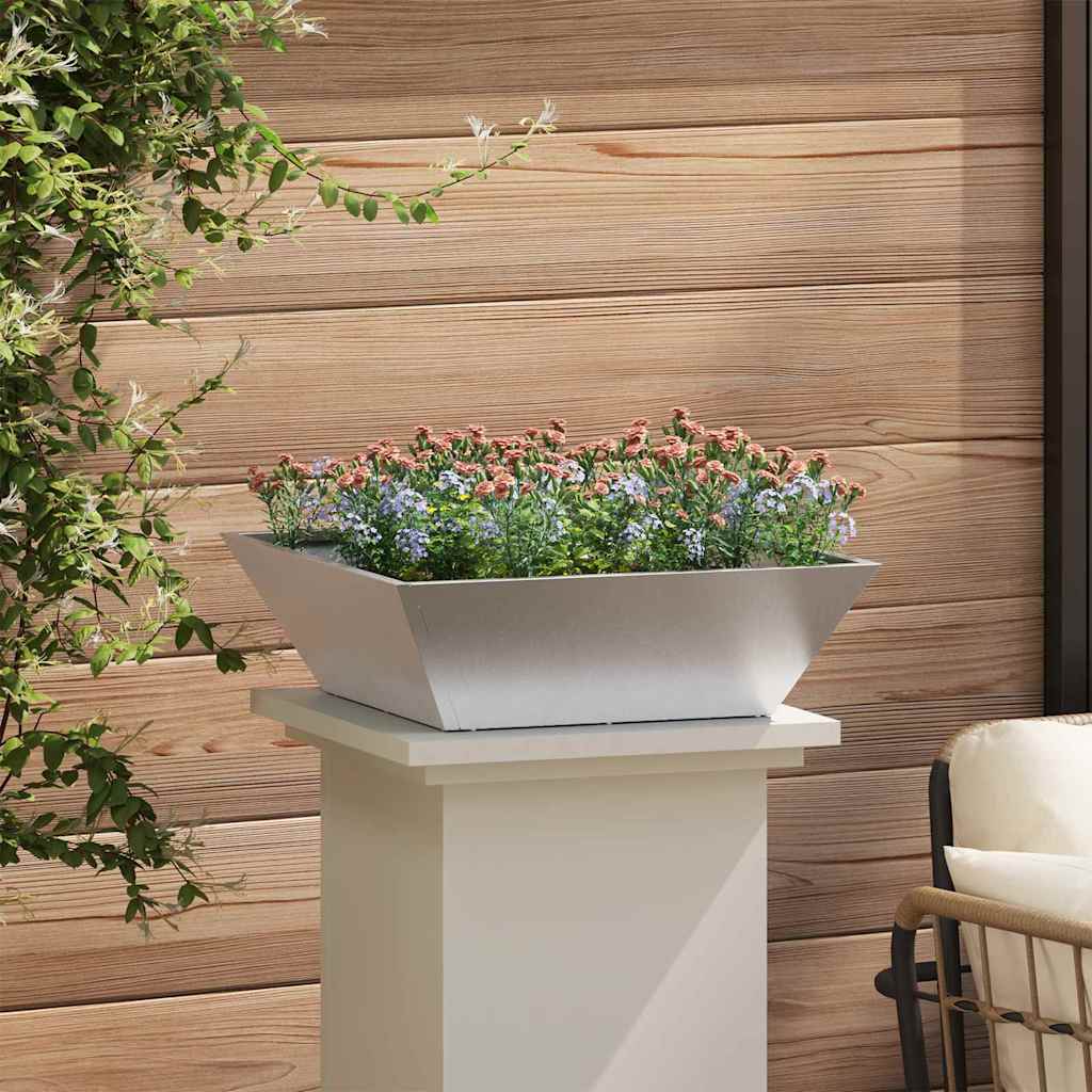 Garden Planter Silver 50 x 50 x 15 cm Stainless Steel
