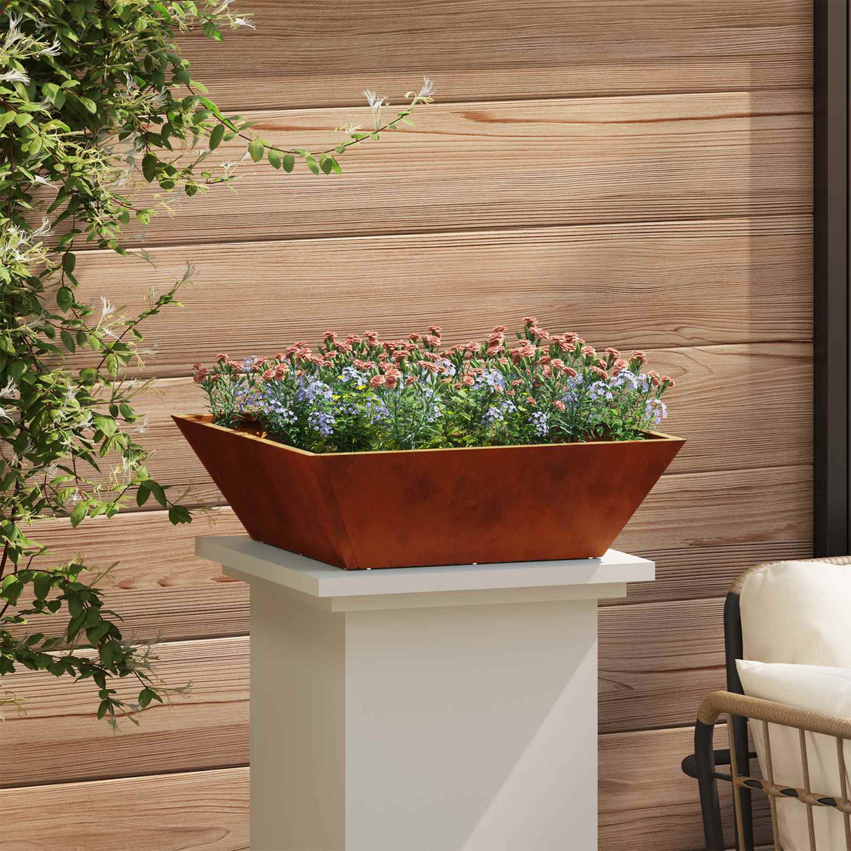 Garden Planter Rusty 50 x 50 x 15 cm Weathering Steel
