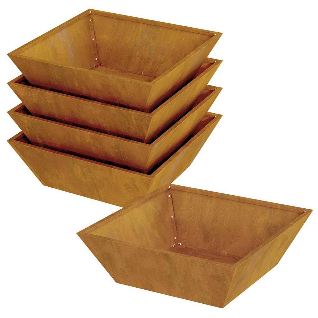 Garden Planter 5 pcs Rusty 50 x 50 x 15 cm Weathering Steel