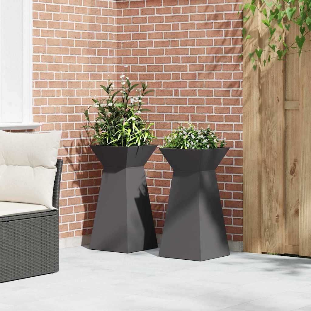 Pillar Planter 2 pcs Black 35 x 35 x 73 cm