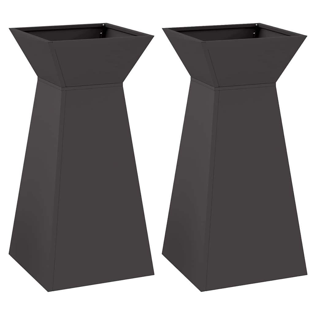 Pillar Planter 2 pcs Black 35 x 35 x 73 cm