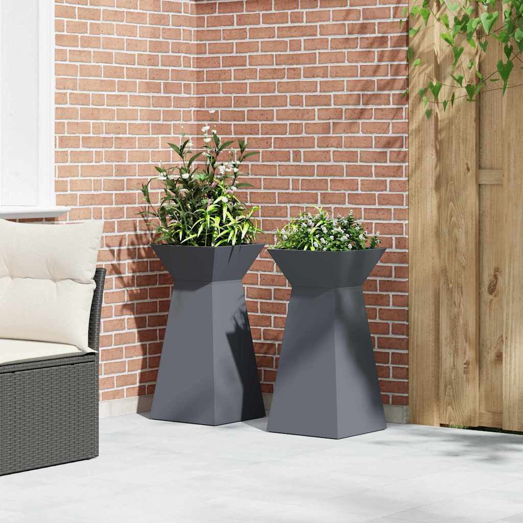 Pillar Planter 2 pcs Anthracite 35 x 35 x 73 cm