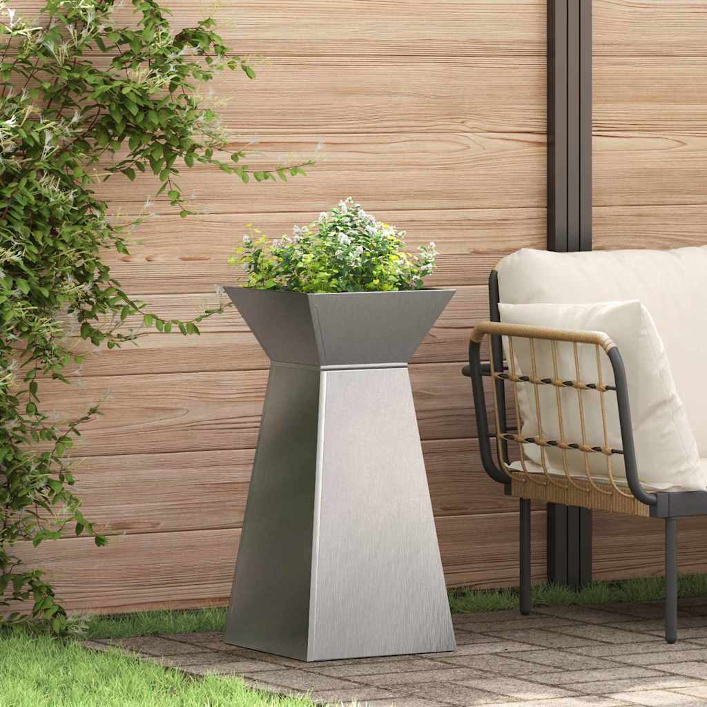Pillar Planter 2 pcs Silver 35 x 35 x 73 cm