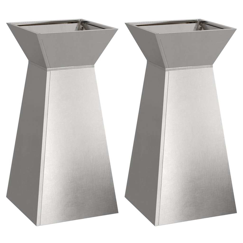 Pillar Planter 2 pcs Silver 35 x 35 x 73 cm