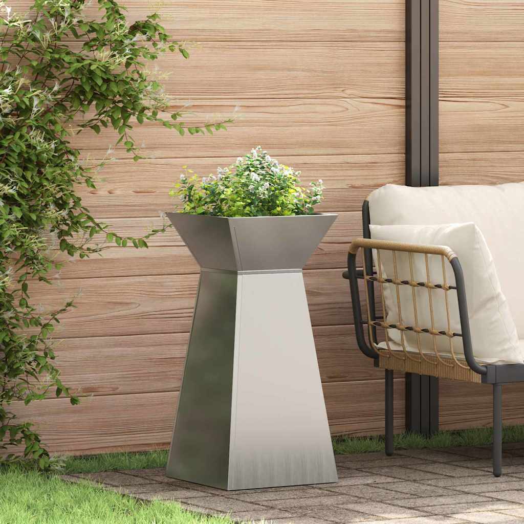 Pillar Planter 2 pcs Silver 35 x 35 x 73 cm