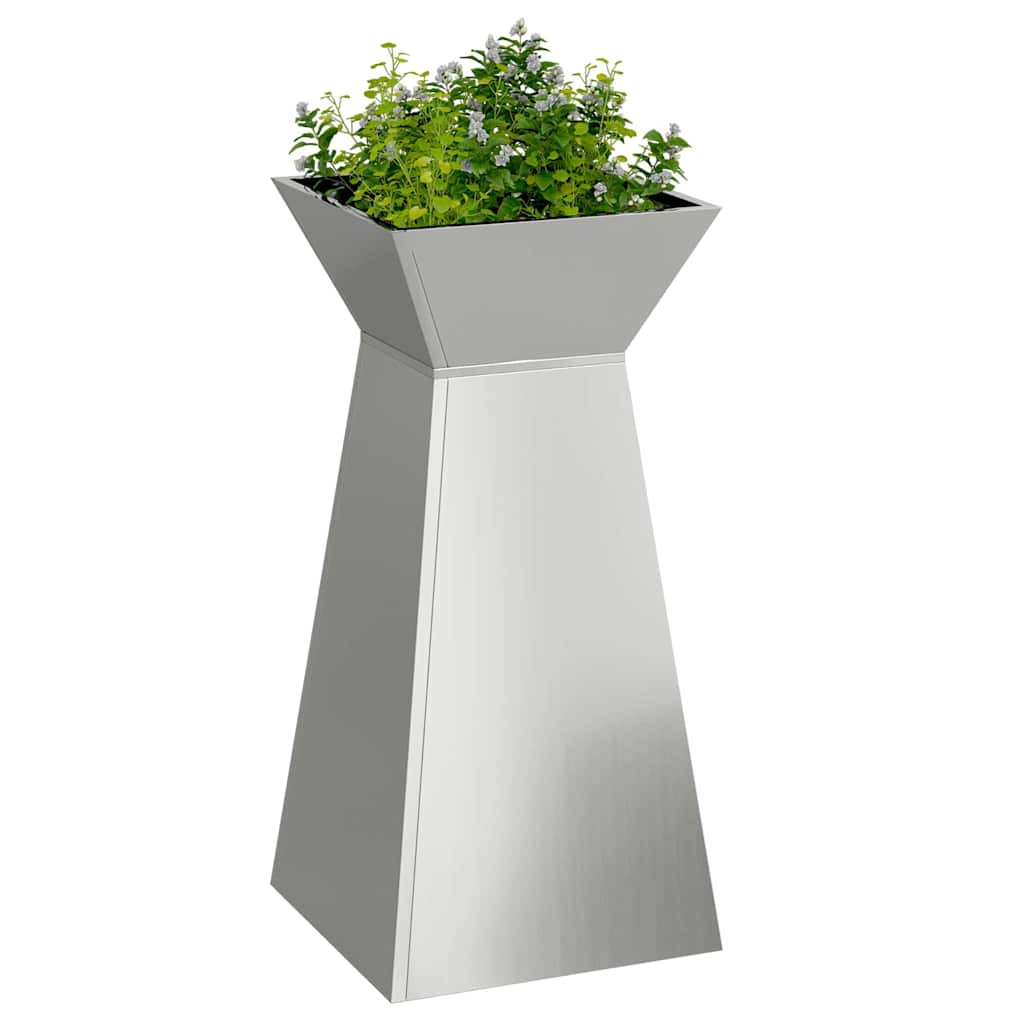 Pillar Planter 2 pcs Silver 35 x 35 x 73 cm