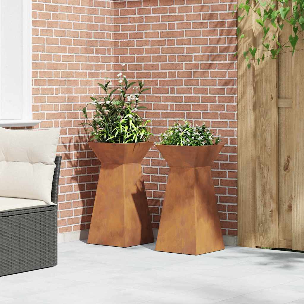 Pillar Planter 2 pcs Silver 35 x 35 x 73 cm