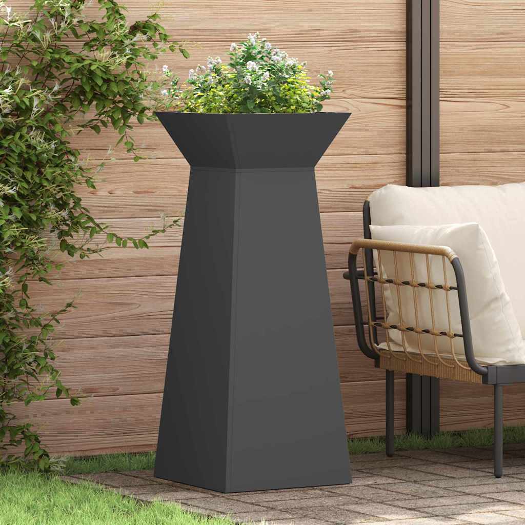 Pillar Planter 2 pcs Black 40 x 40 x 100 cm