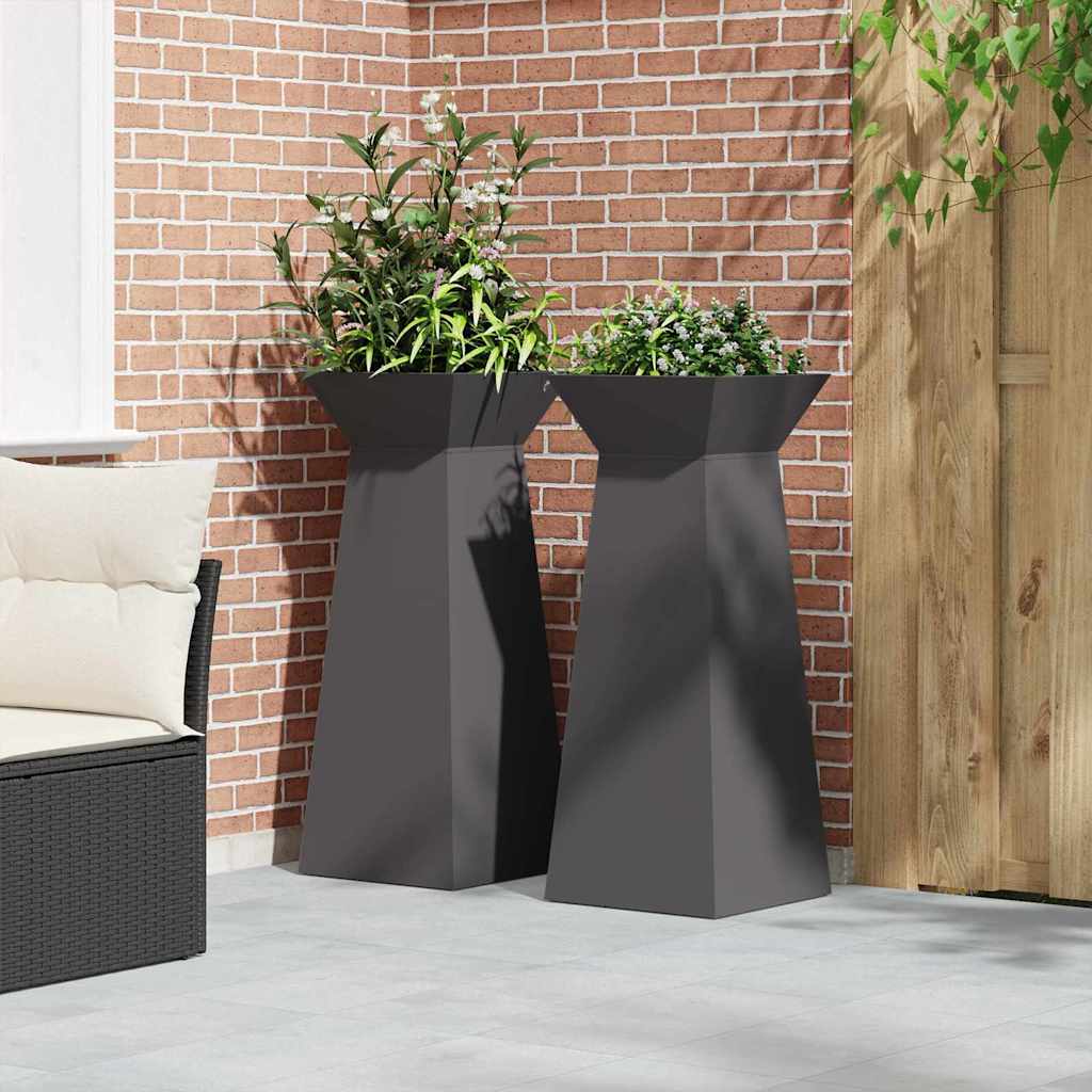 Pillar Planter 2 pcs Black 40 x 40 x 100 cm