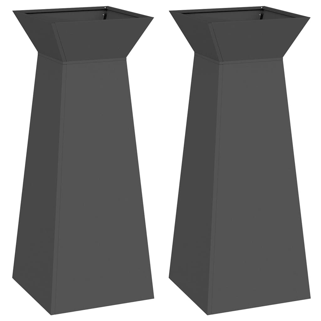 Pillar Planter 2 pcs Black 40 x 40 x 100 cm