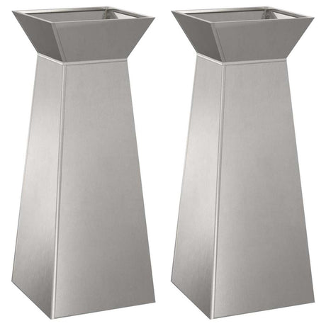 Pillar Planter 2 pcs Silver 40 x 40 x 100 cm Steel