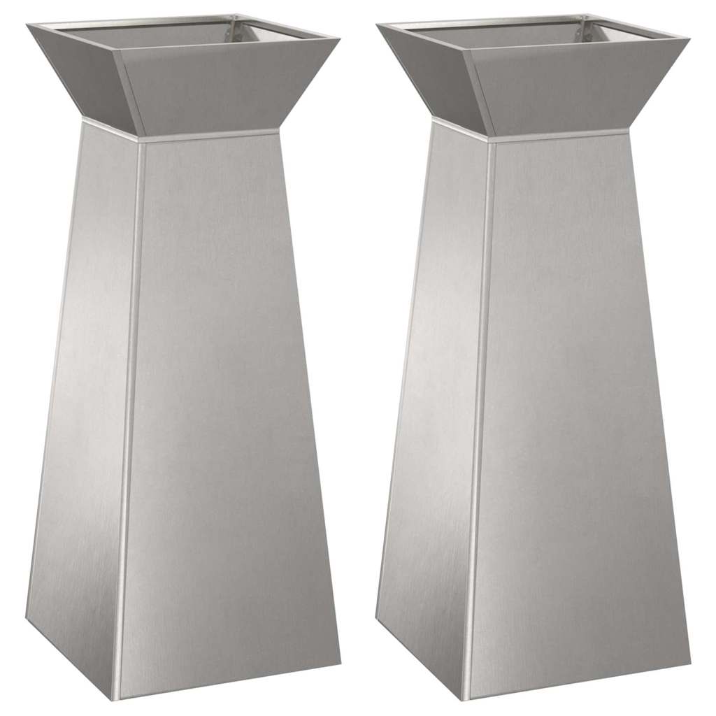 Pillar Planter 2 pcs Silver 40 x 40 x 100 cm