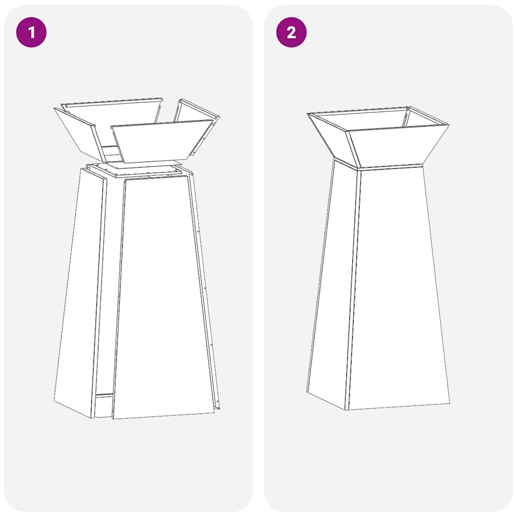 Pillar Planter Silver 40 x 40 x 100 cm