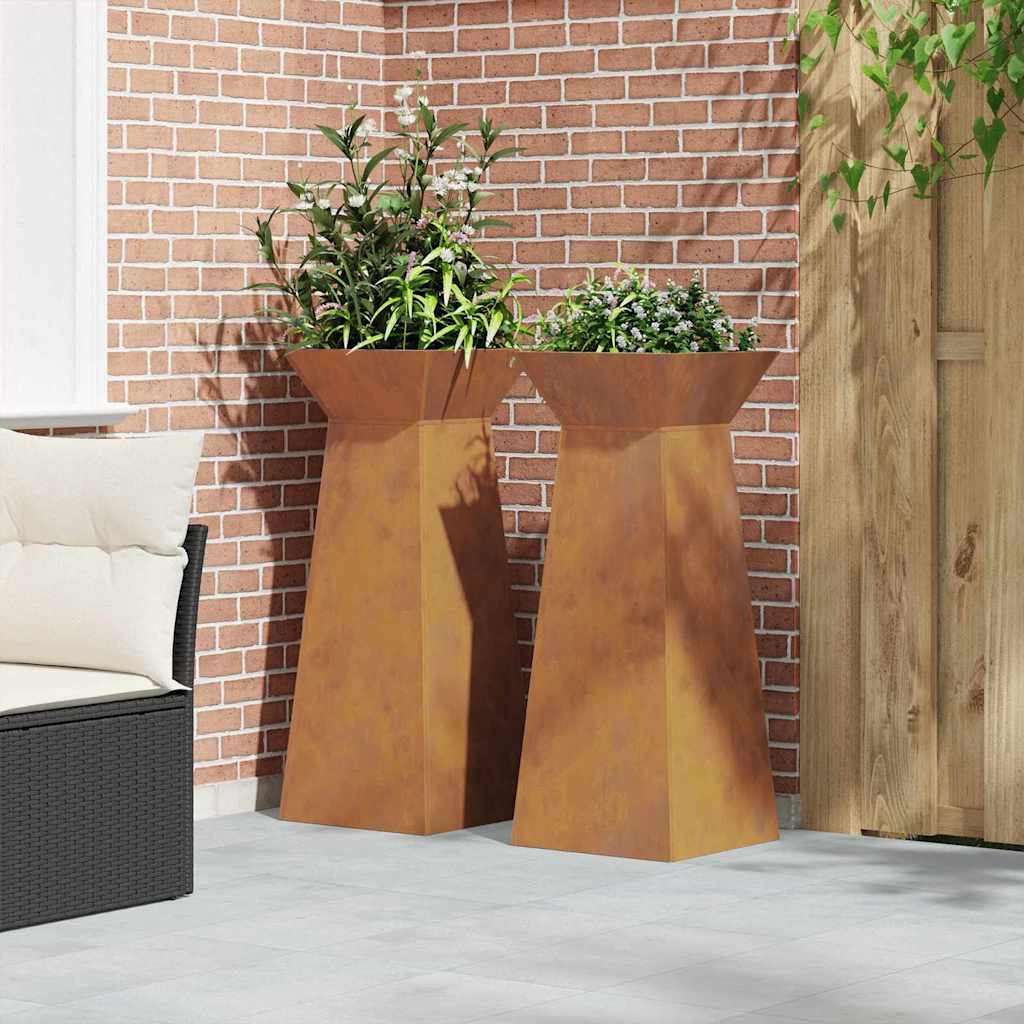 Pillar Planter 2 pcs Silver 40 x 40 x 100 cm