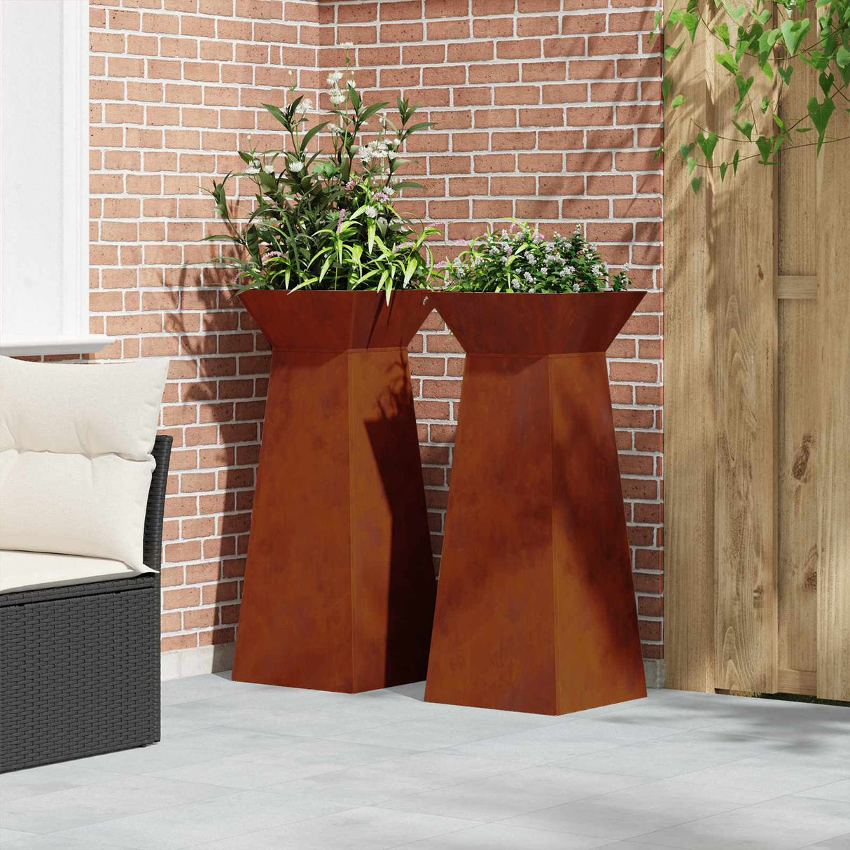 Pillar Planter 2 pcs Silver 40 x 40 x 100 cm Weathering Steel