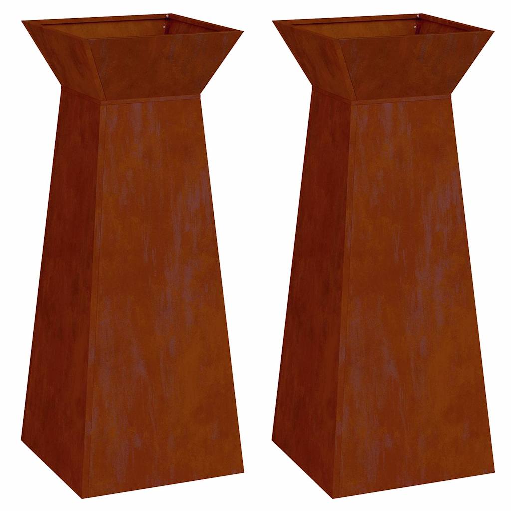 Pillar Planter 2 pcs Silver 40 x 40 x 100 cm Weathering Steel