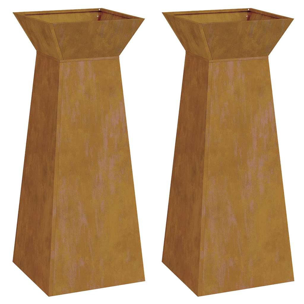 Pillar Planter 2 pcs Silver 40 x 40 x 100 cm Steel