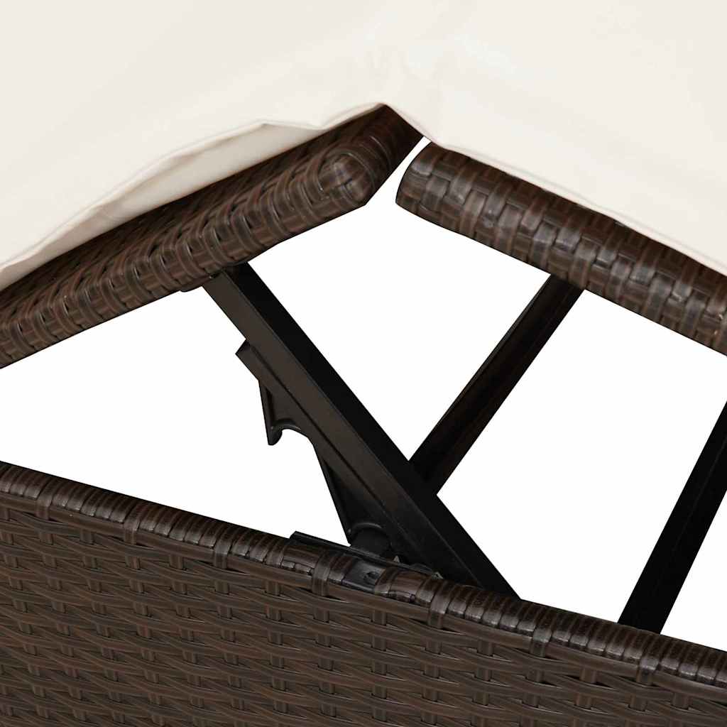 Double Sun Lounger with Roof Brown 205 x 129 x 200 cm PE rattan