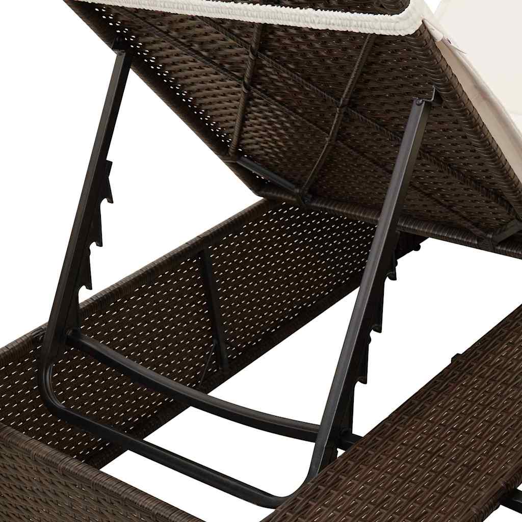 Double Sun Lounger with Roof Brown 205 x 129 x 200 cm PE rattan