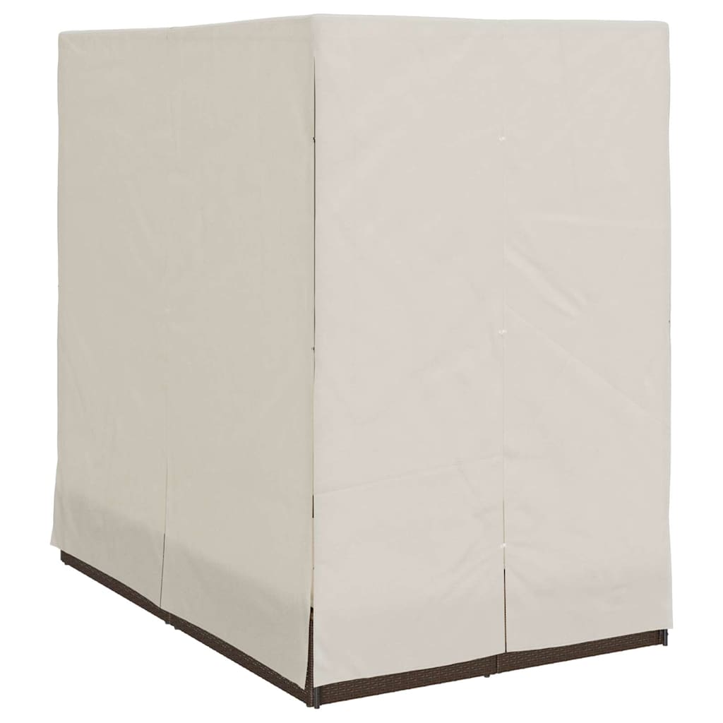 Double Sun Lounger with Roof Brown 205 x 129 x 200 cm PE rattan