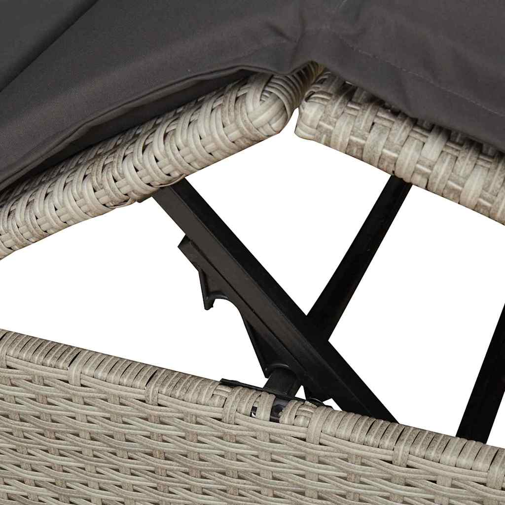 Double Sun Lounger with Roof Light grey 205 x 129 x 200 cm