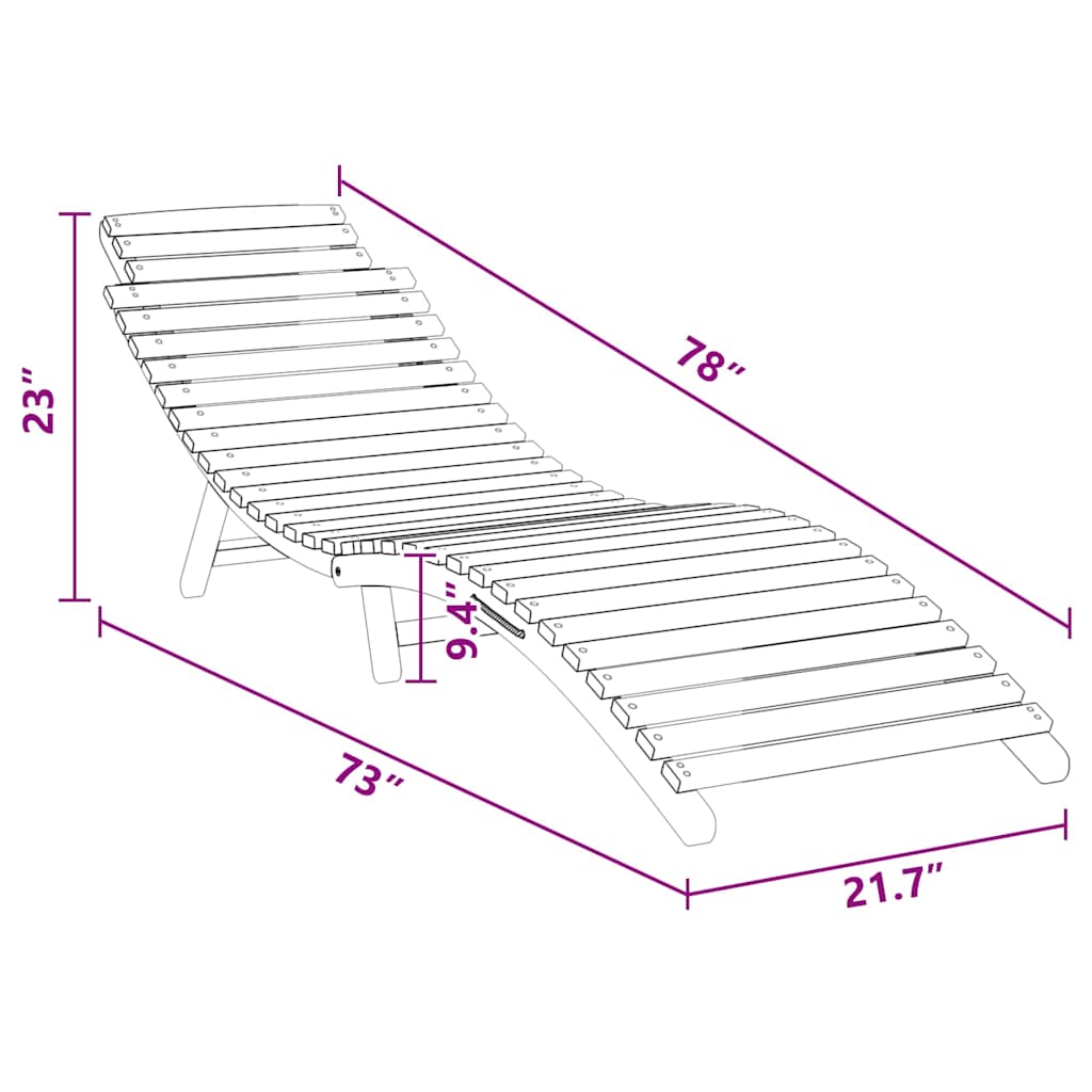 Sun Lounger Folding Brown 184 x 55 x 59 cm Solid Teak Wood