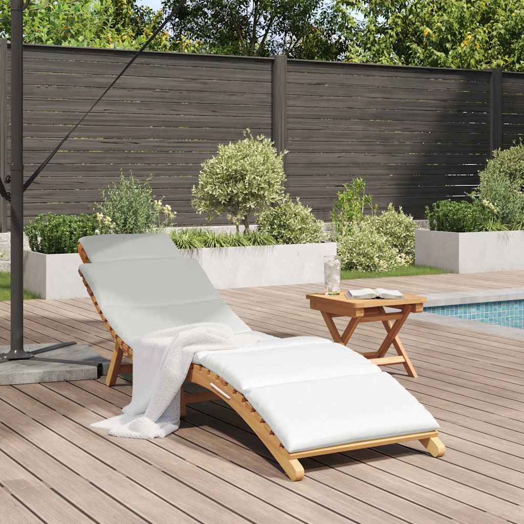 Sun Lounger Cream white 188 x 55 x 59 cm Solid teak wood