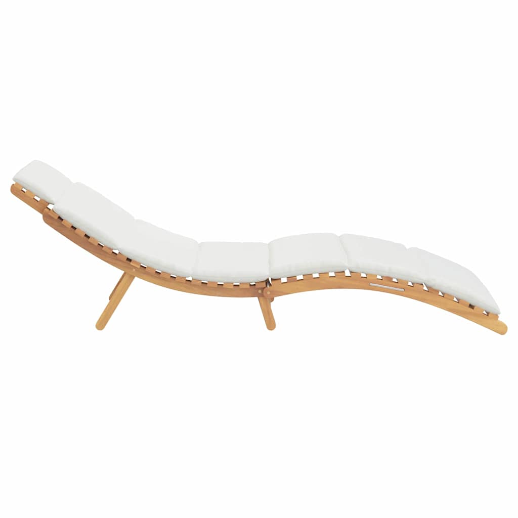 Sun Lounger Cream white 188 x 55 x 59 cm Solid teak wood