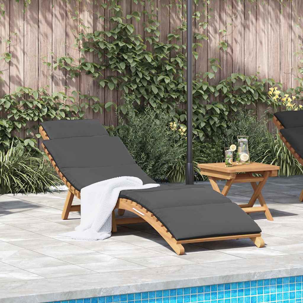 Sun Lounger Dark grey 188 x 55 x 59 cm Solid teak wood