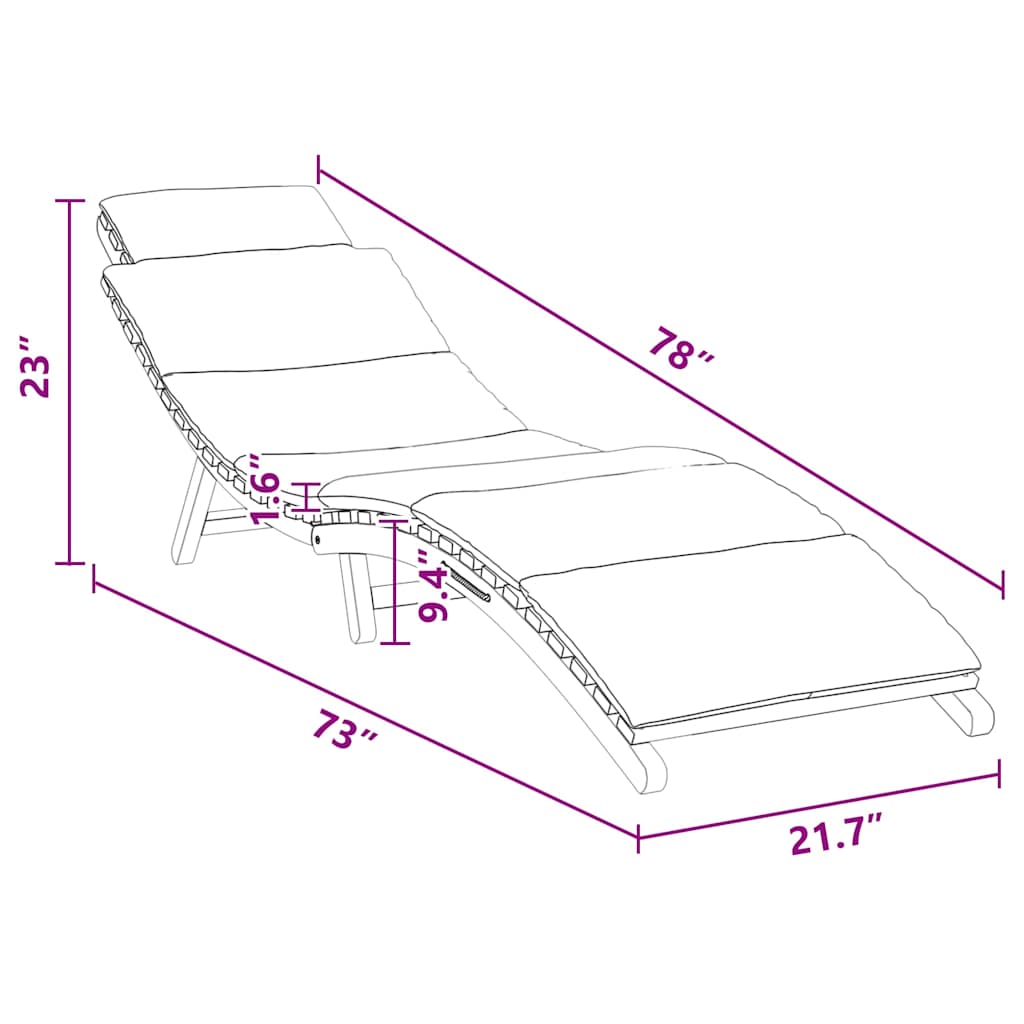 Sun Lounger Dark grey 188 x 55 x 59 cm Solid teak wood