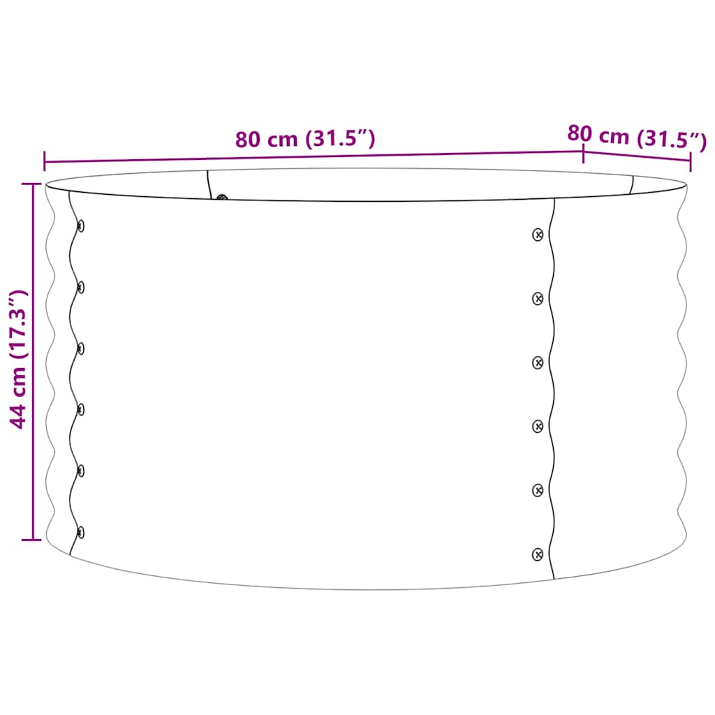 Garden Raised Bed Brown 80 x 80 x 44 cm Steel