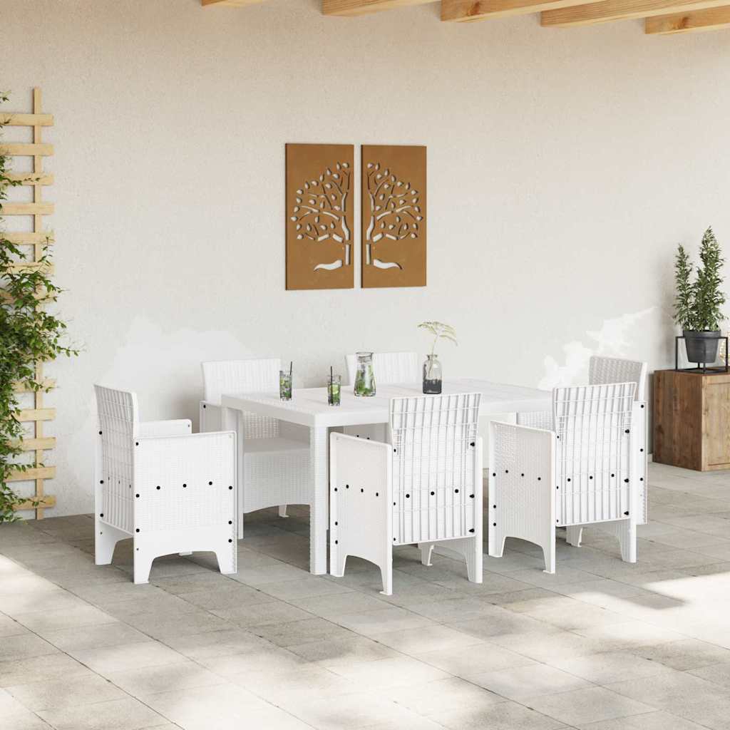 Garden Table White 150 x 100 x 73 cm Poly Rattan