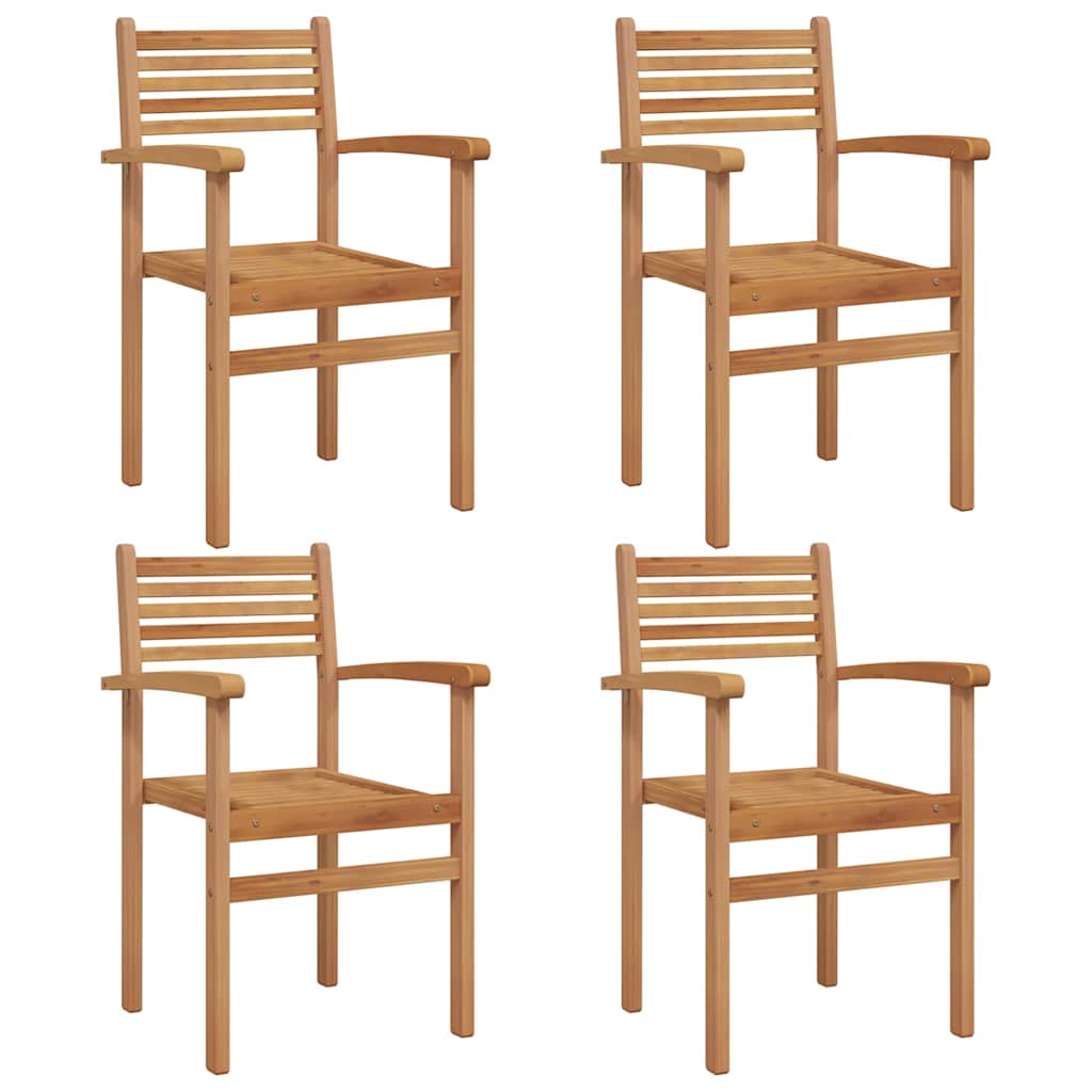 Garden Stacking Chairs 4 pcs Brown 55.5 x 55.5 x 90 cm