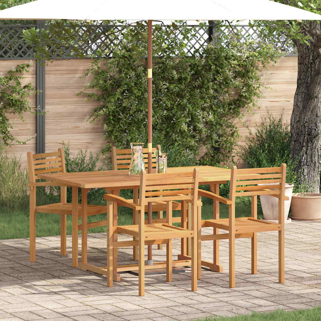 Garden Dining Set 5 pcs Natural Solid Acacia Wood