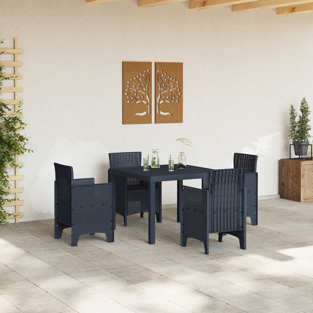 Garden Dining Set 5 pcs Anthracite Polt rattan