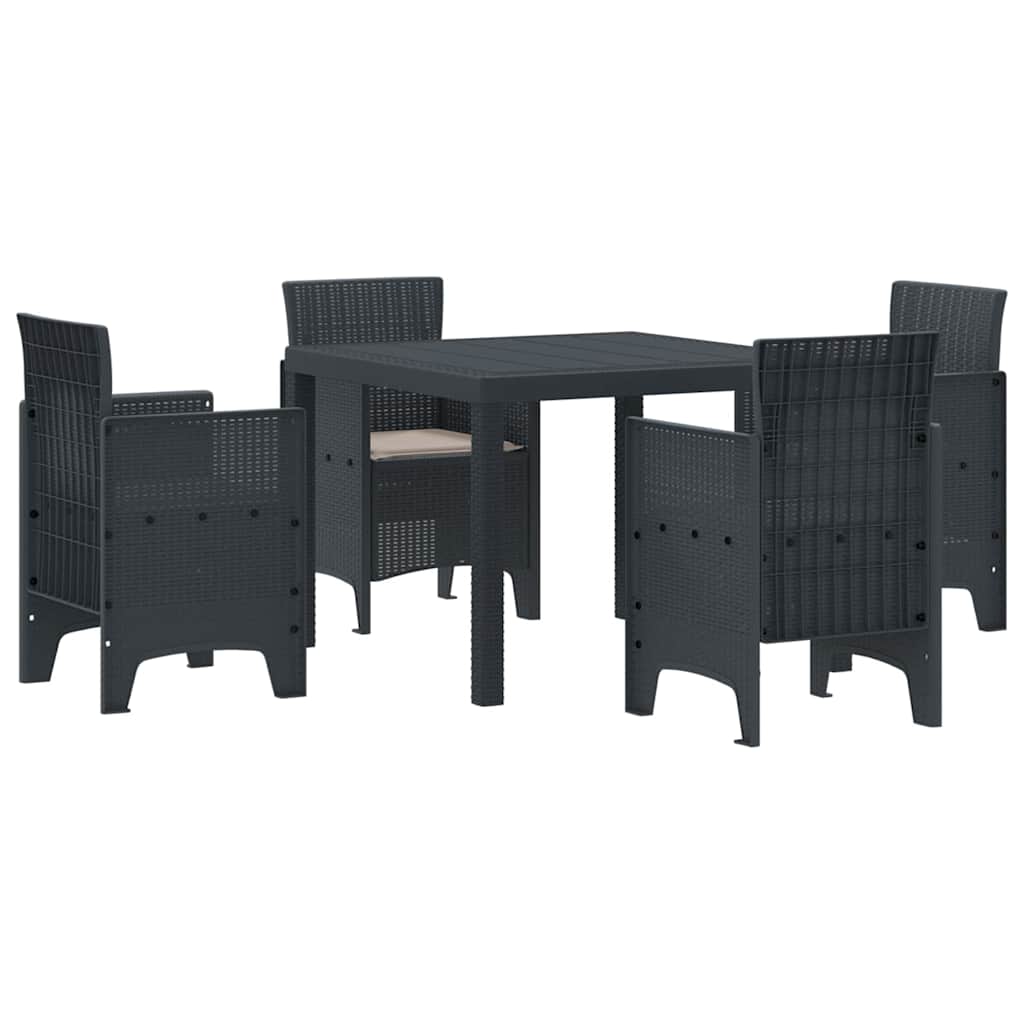 Garden Dining Set 5 pcs Anthracite Polt rattan