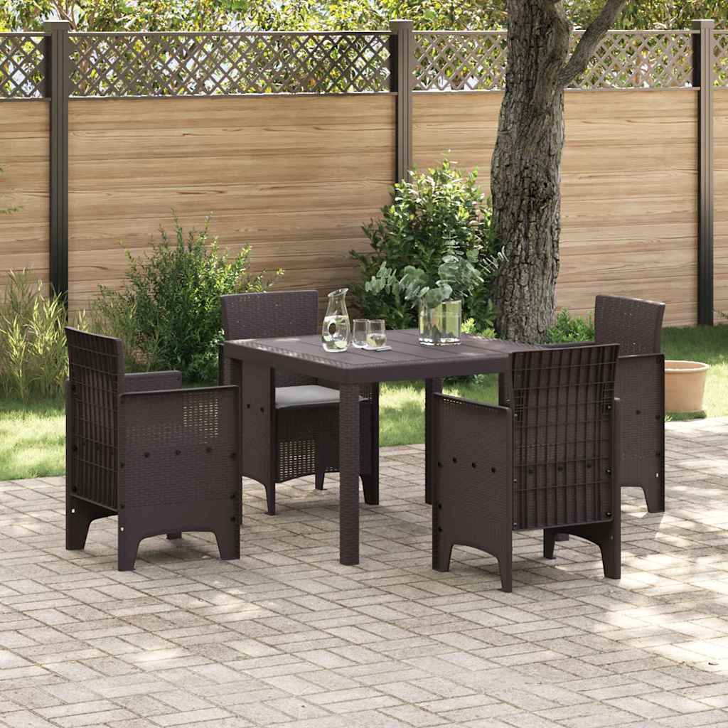 Garden Dining Set 5 pcs Brown Polt rattan