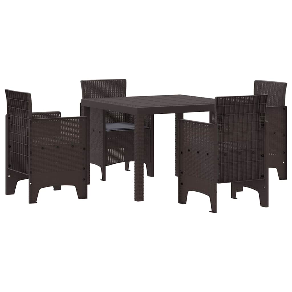 Garden Dining Set 5 pcs Brown Polt rattan
