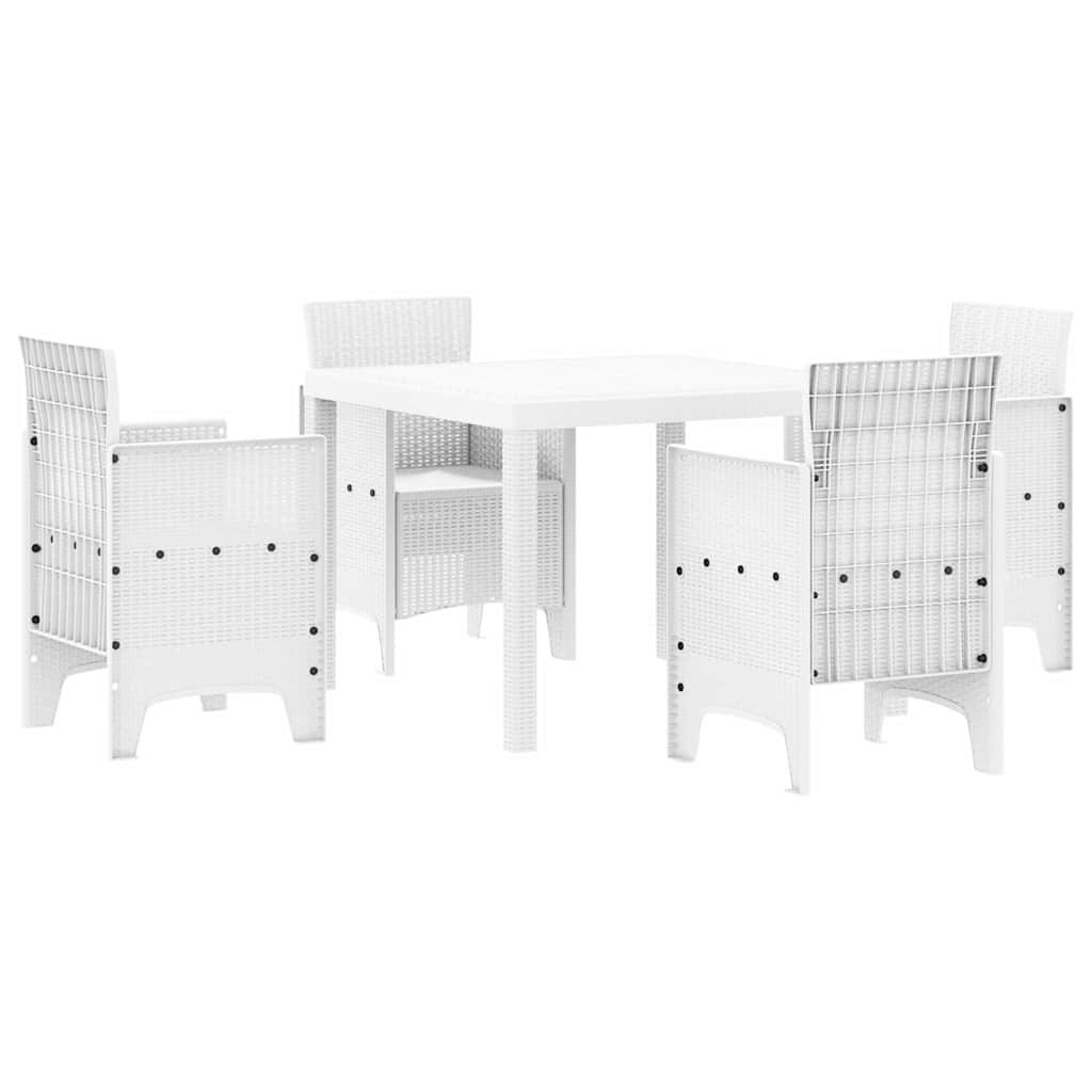 Garden Dining Set 5 pcs White Polt rattan