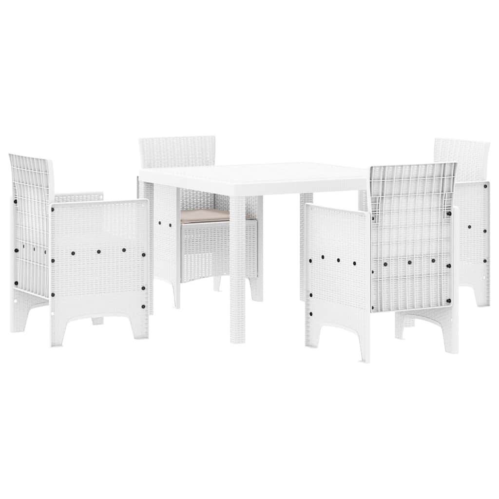 Garden Dining Set 5 pcs White Polt rattan