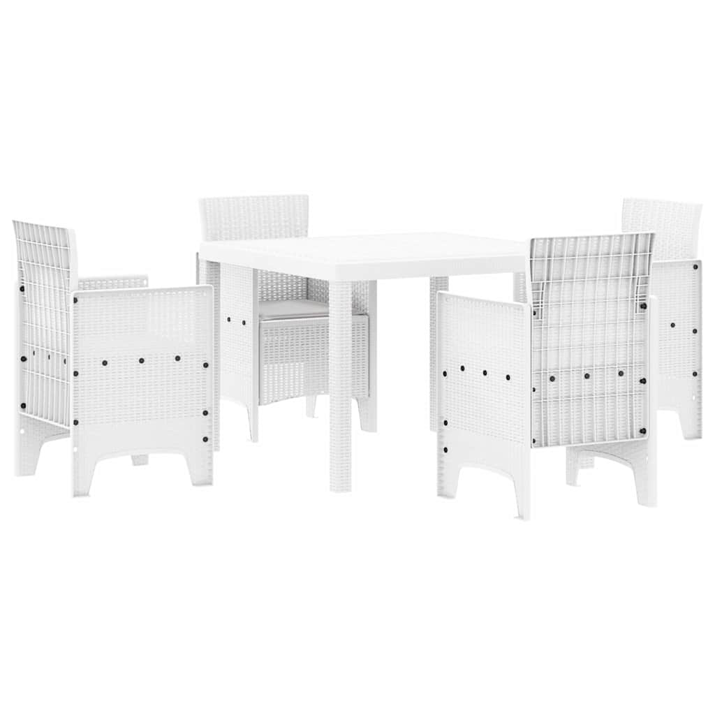 Garden Dining Set 5 pcs White Polt rattan