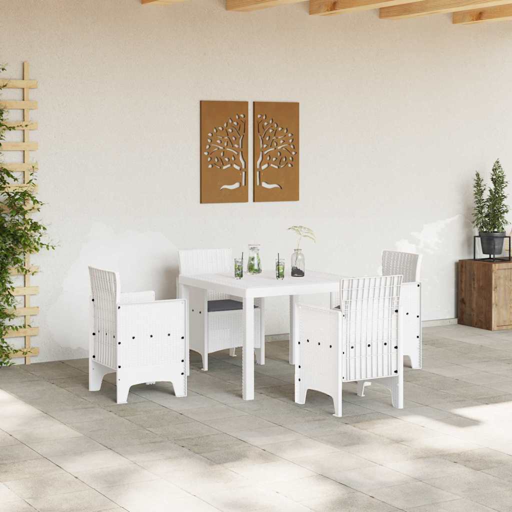 Garden Dining Set 5 pcs White Polt rattan