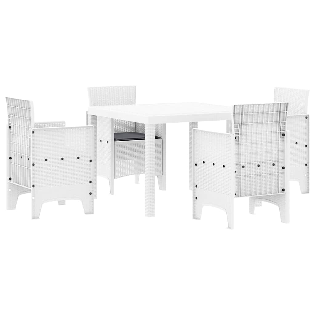 Garden Dining Set 5 pcs White Polt rattan