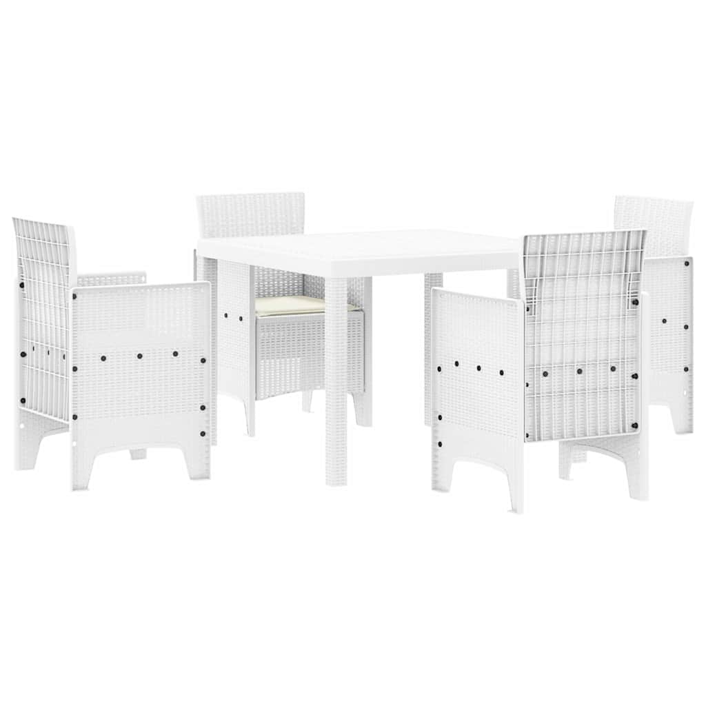 Garden Dining Set 5 pcs White Polt rattan