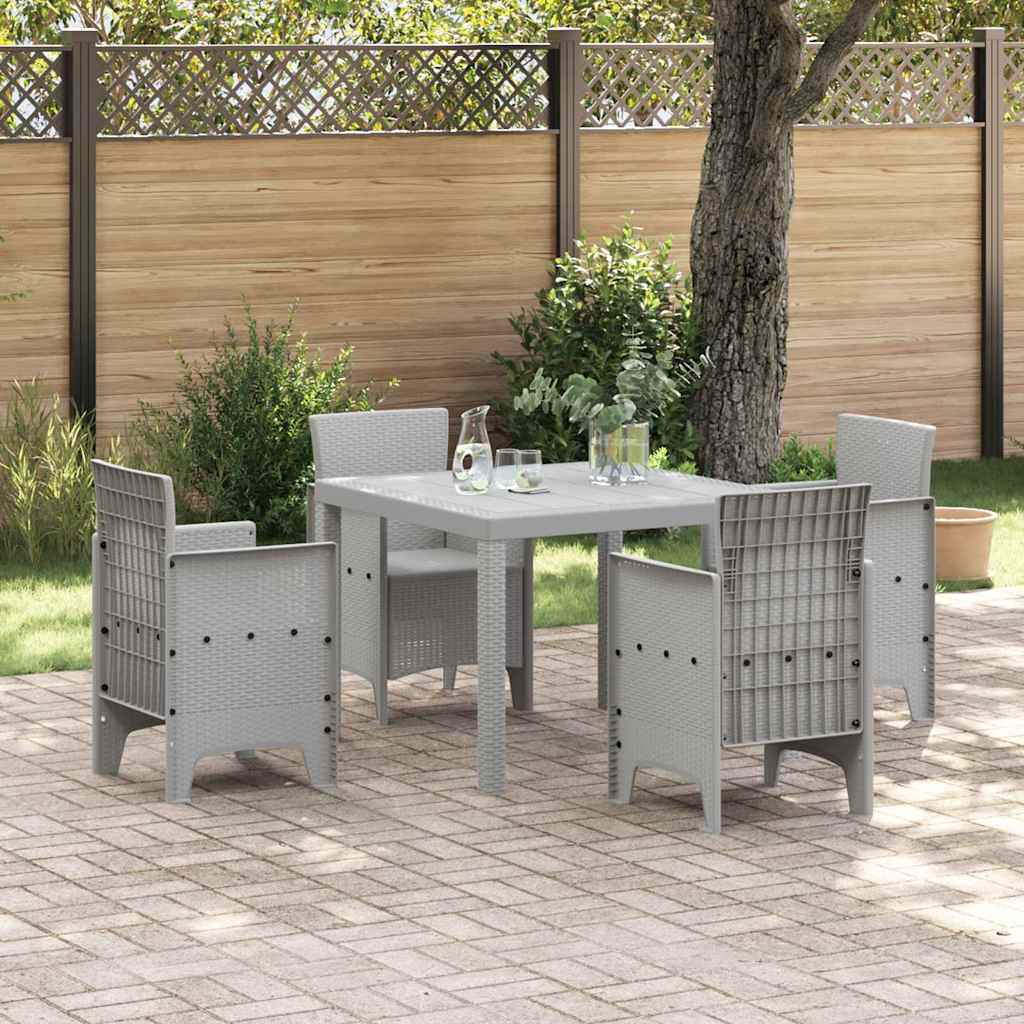Garden Dining Set 5 pcs Light Grey Polt rattan