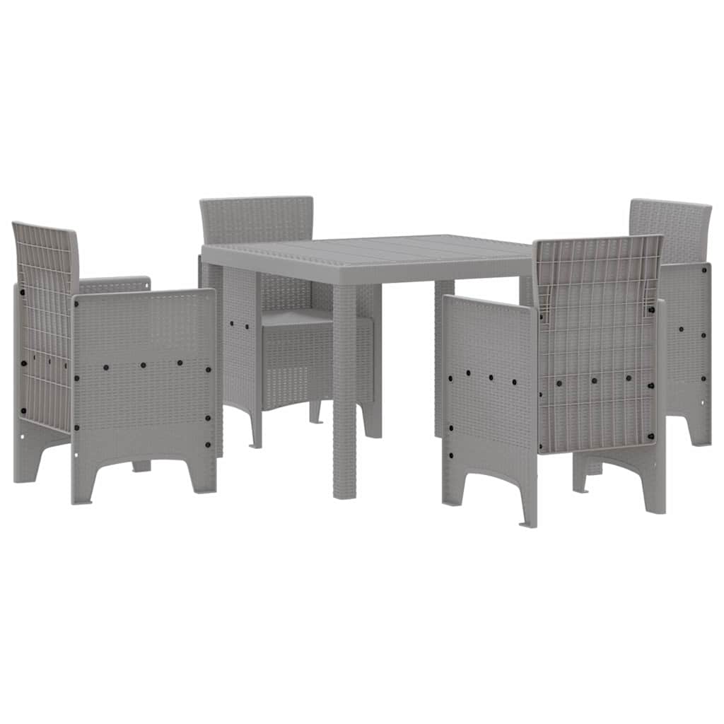 Garden Dining Set 5 pcs Light Grey Polt rattan
