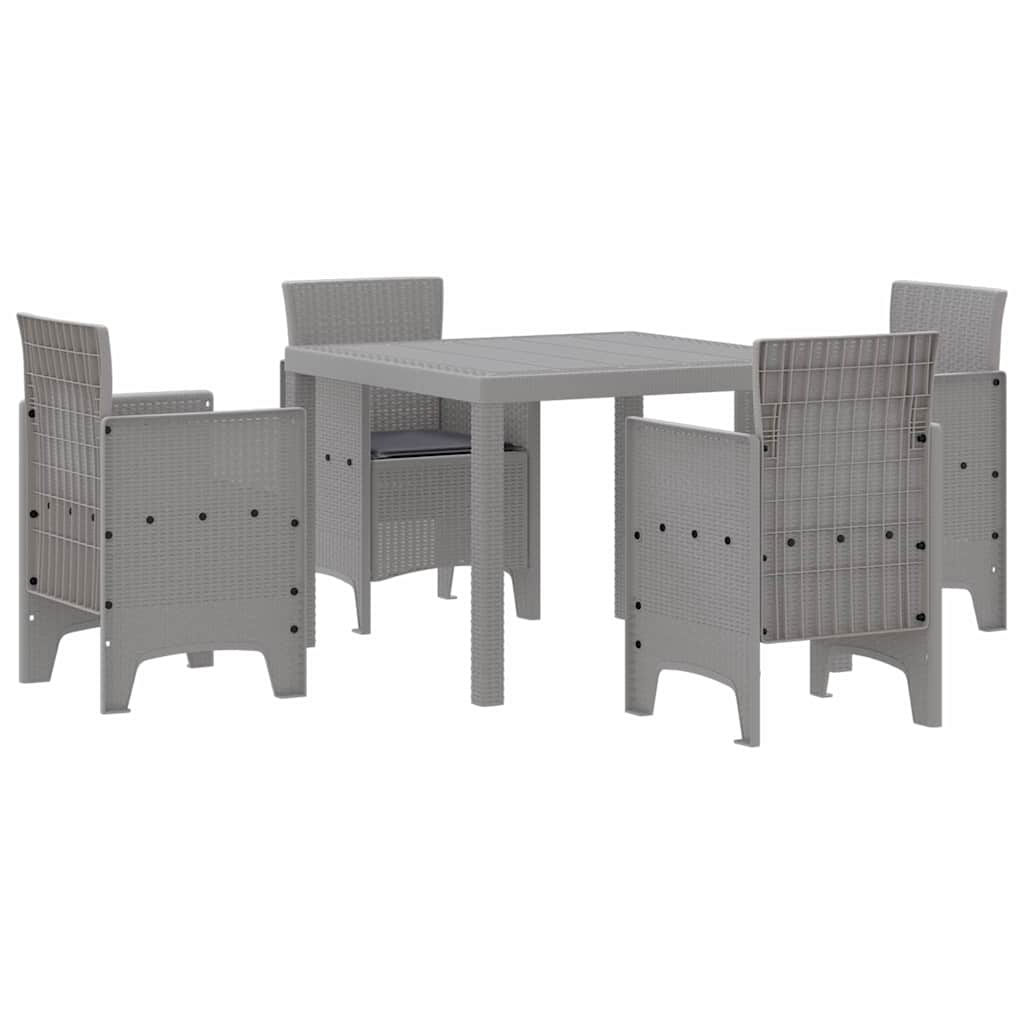 Garden Dining Set 5 pcs Light Grey Polt rattan