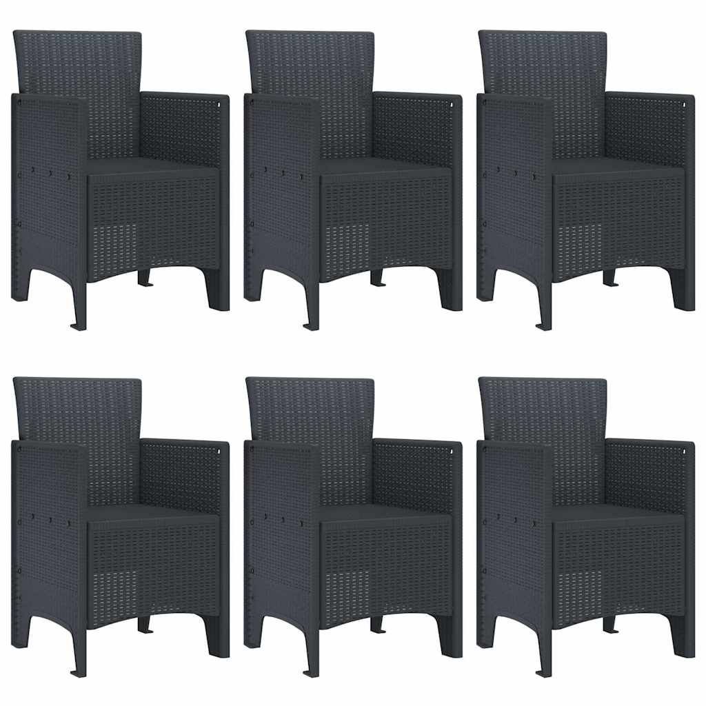 Garden Dining Set 7 pcs Anthracite Polt rattan