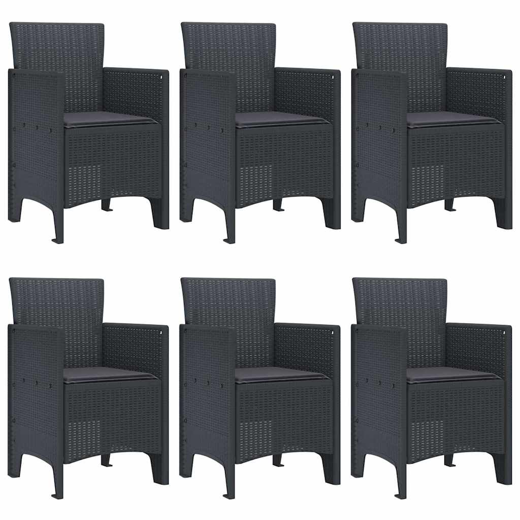 Garden Dining Set 7 pcs Anthracite Polt rattan